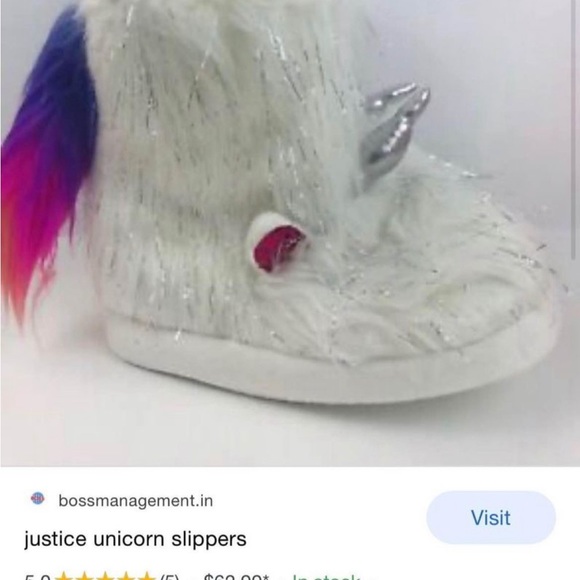 Justice White Unicorn Slippers Size 6/7 - Picture 6 of 6